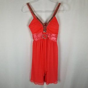 Biki USA dress empire waist sequine orange party S‎